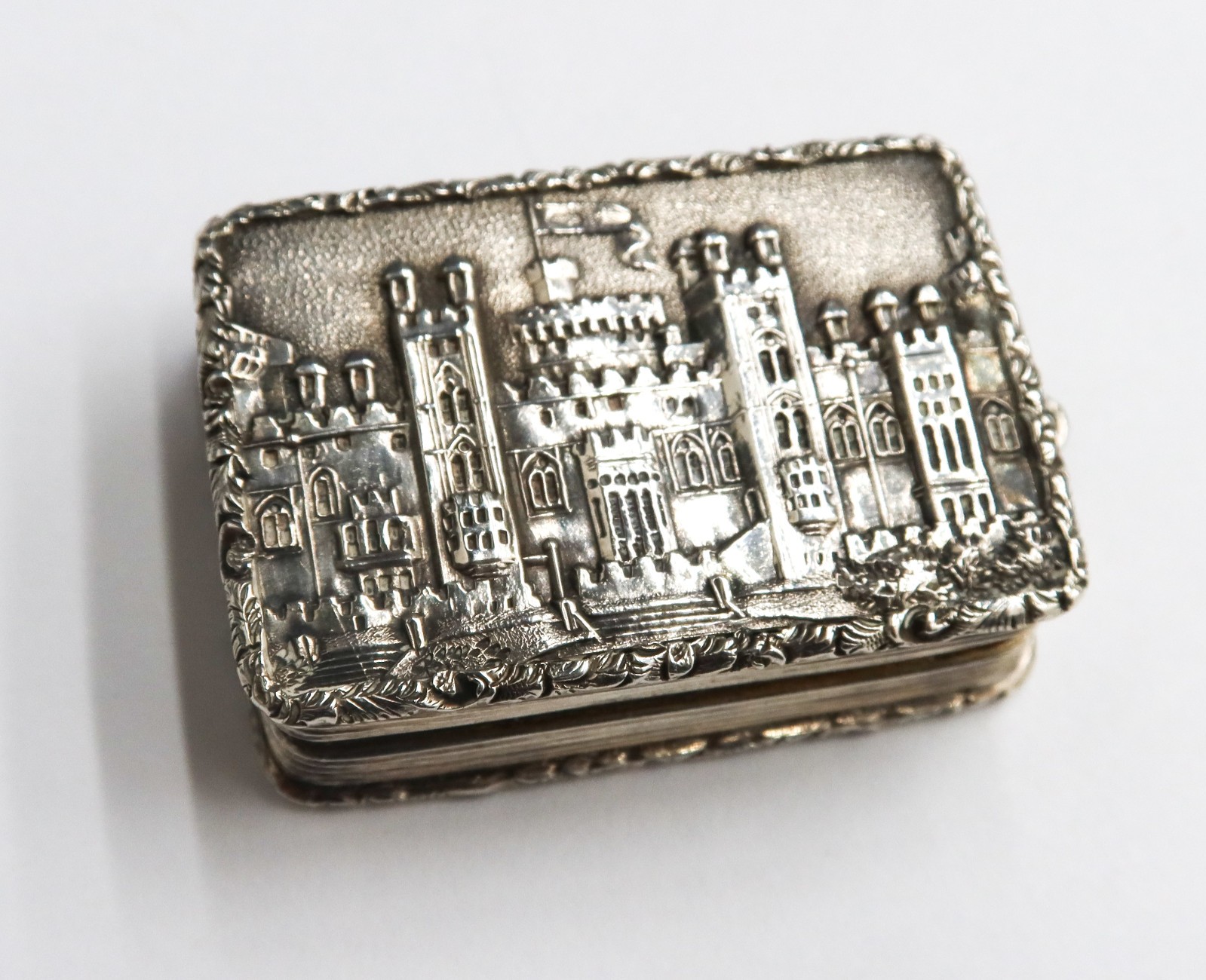 Nathaniel Mills Birmingham Engraved Vinaigrette Box of Windsor Castle 1839
