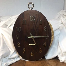 Seth Thomas Wall Clock Wooden Original Vintage Block & Tackle Quartz