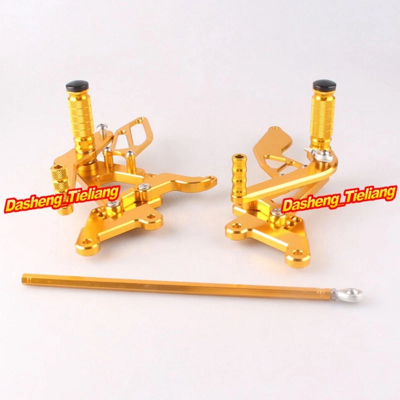 Juego trasero dorado estriberas reposapiés para Yamaha YZF R6 2003 2004 2005 Foto 2 de 2