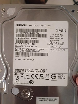 Hitachi HDS721025CLA682 250GB Internal 7200RPM 3.5'' Parts Not Working
