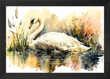 Poster arte da parete con cornice cigno quadro stampa su tela