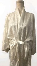 Vintage Victorias Secret Robe Womens One Size Gold Label White Satin Belt Kimono