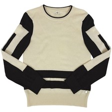 HERMES Logo round neck sweater sweater cashmere White Black Women