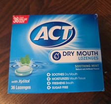 ACT Dry Mouth Lozenges With Xylitol, Soothing Mint 36 Count. New