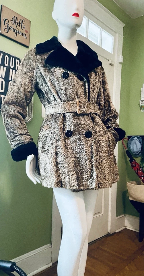 Abrigo Mod Vintage Años 60 Cinturón Piel Sintética con Cuello y Puño Trinchera Corta Unión EE. UU. M Foto 3 de 4