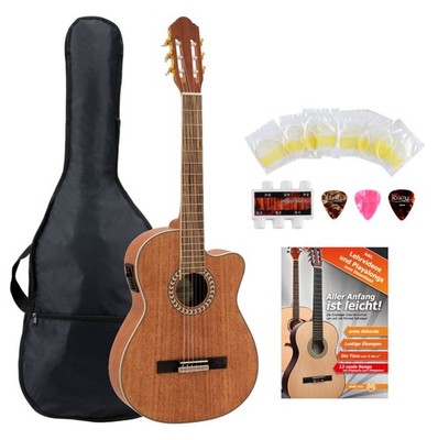 Dimavery CN-300 Klassikgitarre Set Konzertgitarre Tonabnehmer Piezo Zubehörset