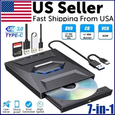 External CD DVD Drive USB3.0 Writer Burner Player for PC Laptop Windows 11 10 US