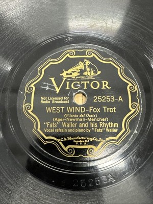Victor 78 RPM Fats Waller - West Wing 25253 V+ Jazz