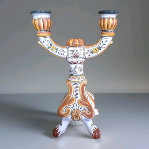 Vase Ancien Portugais En Céramique Peinte à La Main - Berardos - XVIIe? - Animaux Bleu