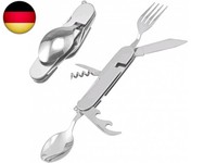 Edelstahl Besteck 6 In 1 Klappbesteck Campingbesteck Als Gabel LöFfel Set