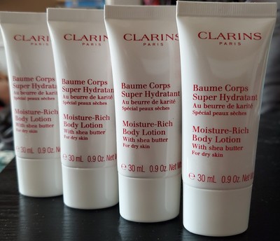 CLARINS Moisture Rich Body Lotion with Shea Butter Dry Skin .9oz 3.6oz TOTAL 4X