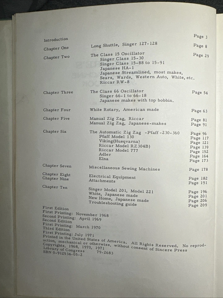 Sincere's Sewing Machine Service Book 3rd Ed 1st Print 1971 by Ewers and Baylor - Image 4 of 4
