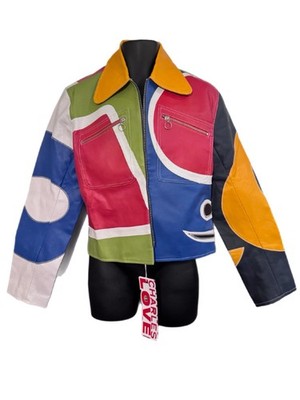 Charles Jeffrey Loverboy Multicolor Faux-Leather Patch Jacket