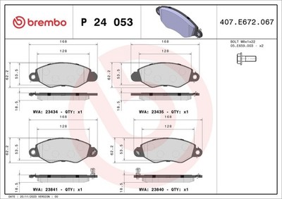 BREMBO P 24 053 Brake Pad Set, disc brake for FORD