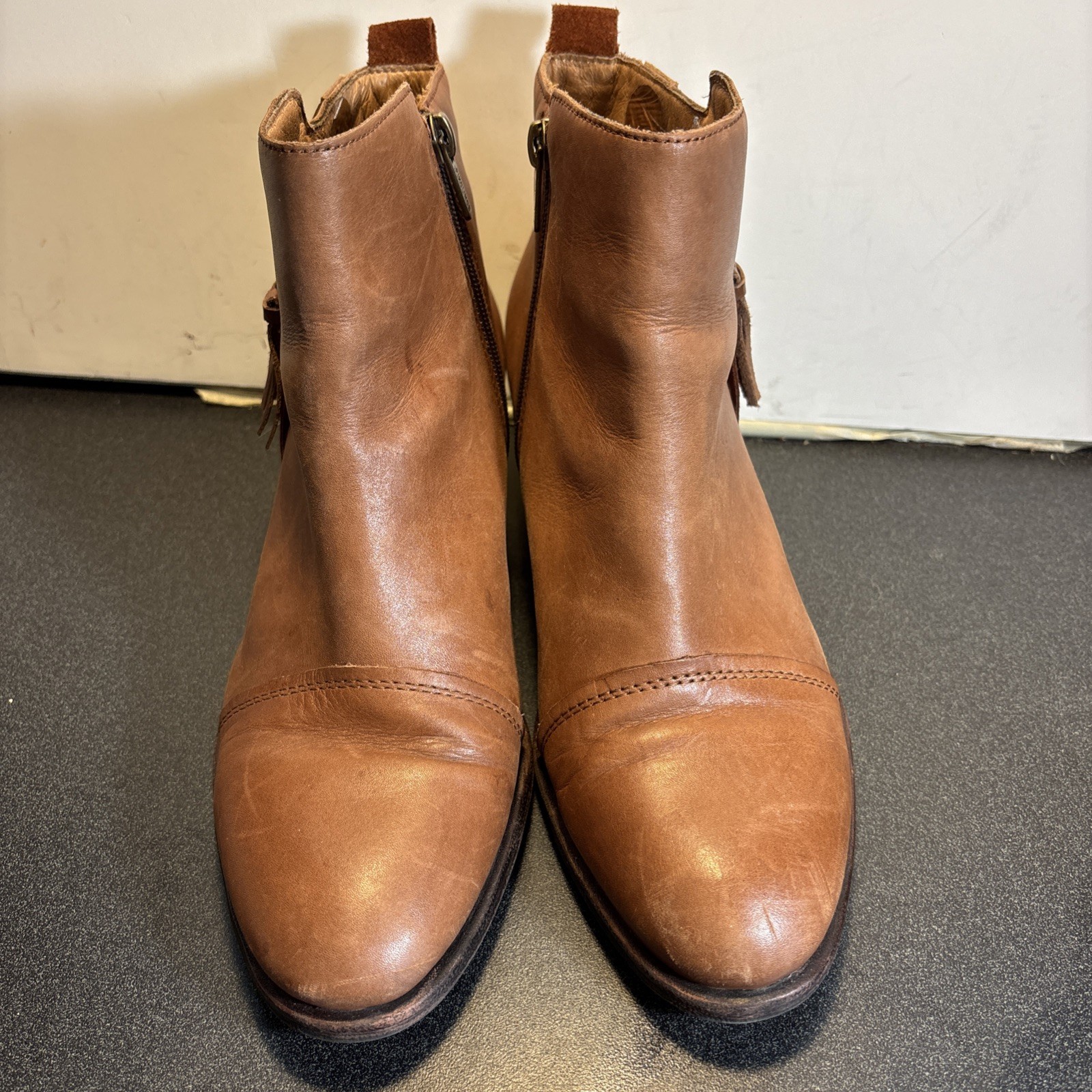Pikolinos Baqueira Cognac Brown Women Leather Ankle Boots Fringe Size 40/9.5-10