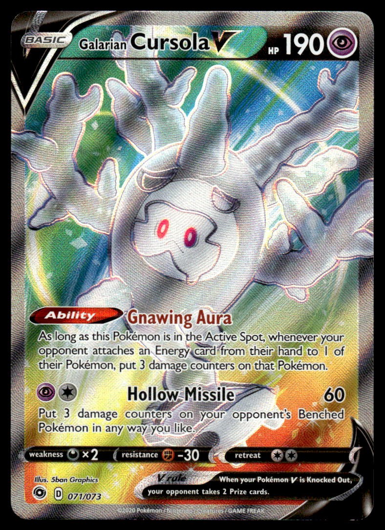 Pokemon TCG Champion's Path #71/73 Galarian Cursola V (Full Art) NM