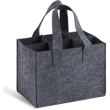 Flaschenkorb Filztasche, Getränketräger, 6 Flaschen, Wasser Bier Wein, Grau