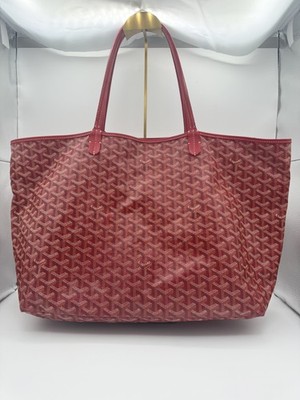 GOYARD トートバッグ レッド Goyard St Louis GM Red Goyardine Tote with Pouch - Authentic
