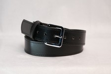 Black Water Buffalo Leather Dress Belt   Handmade Full Grain Leather Belt