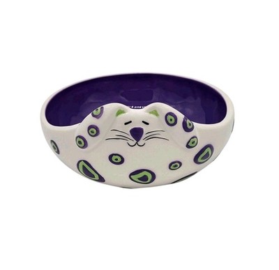 Ceramic Easter Bunny Rabbit Bowl Purple Green Spotted by Ganz Trinket Candy Dish