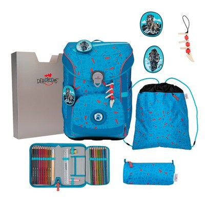 DerDieDas Schulranzen-Set ErgoFlex Easy Superflash Blue Ice 1 bis 4 Klasse