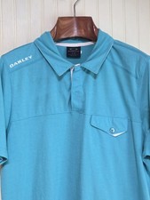 Oakley Polo Shirt Mens Large Blue Hydrolix Golf Performance Short Sleeve Pocket
