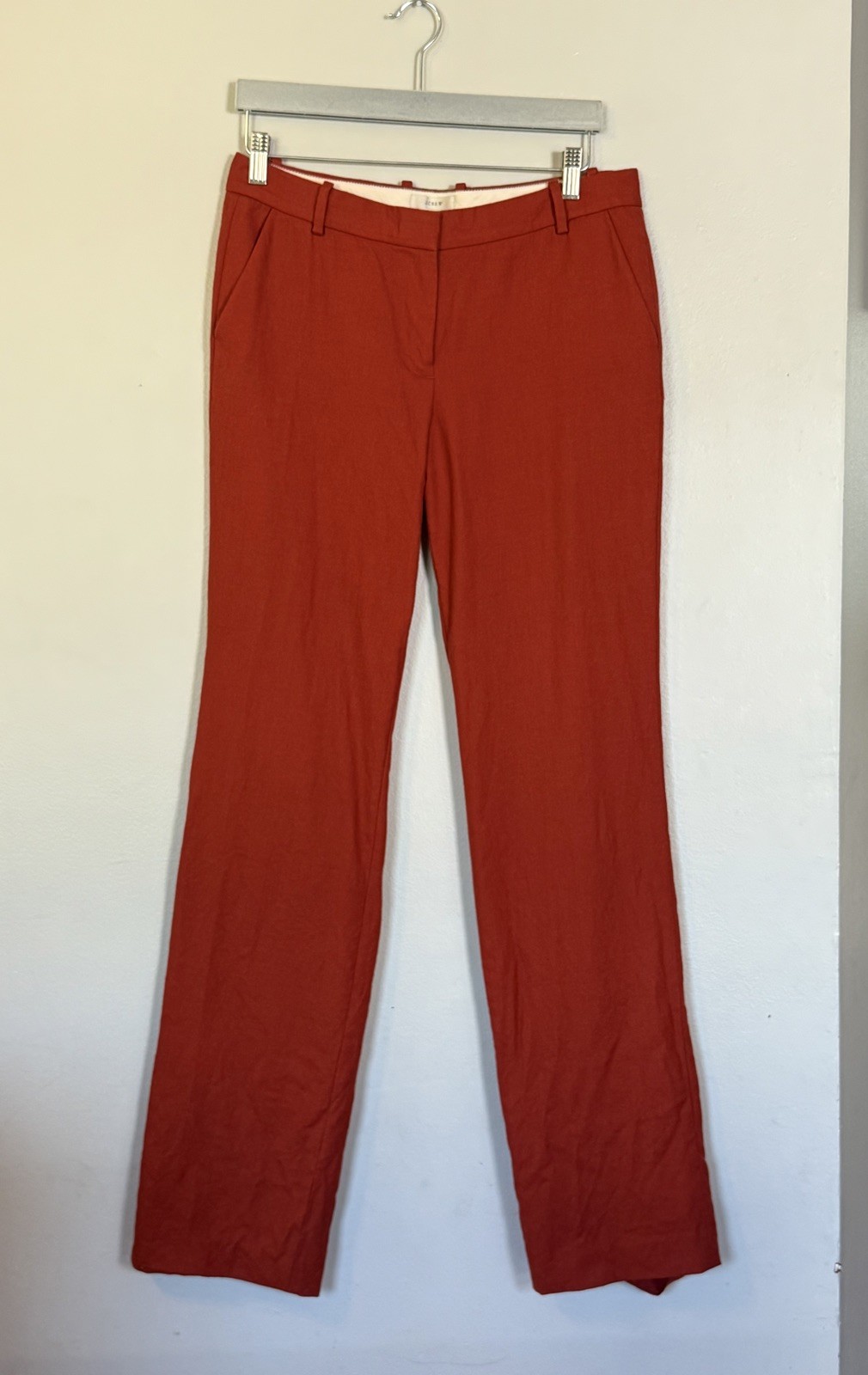 WMNS J CREW ORANGE WOOL FAVORITE FIT PANTS SZ 8 UNLINED