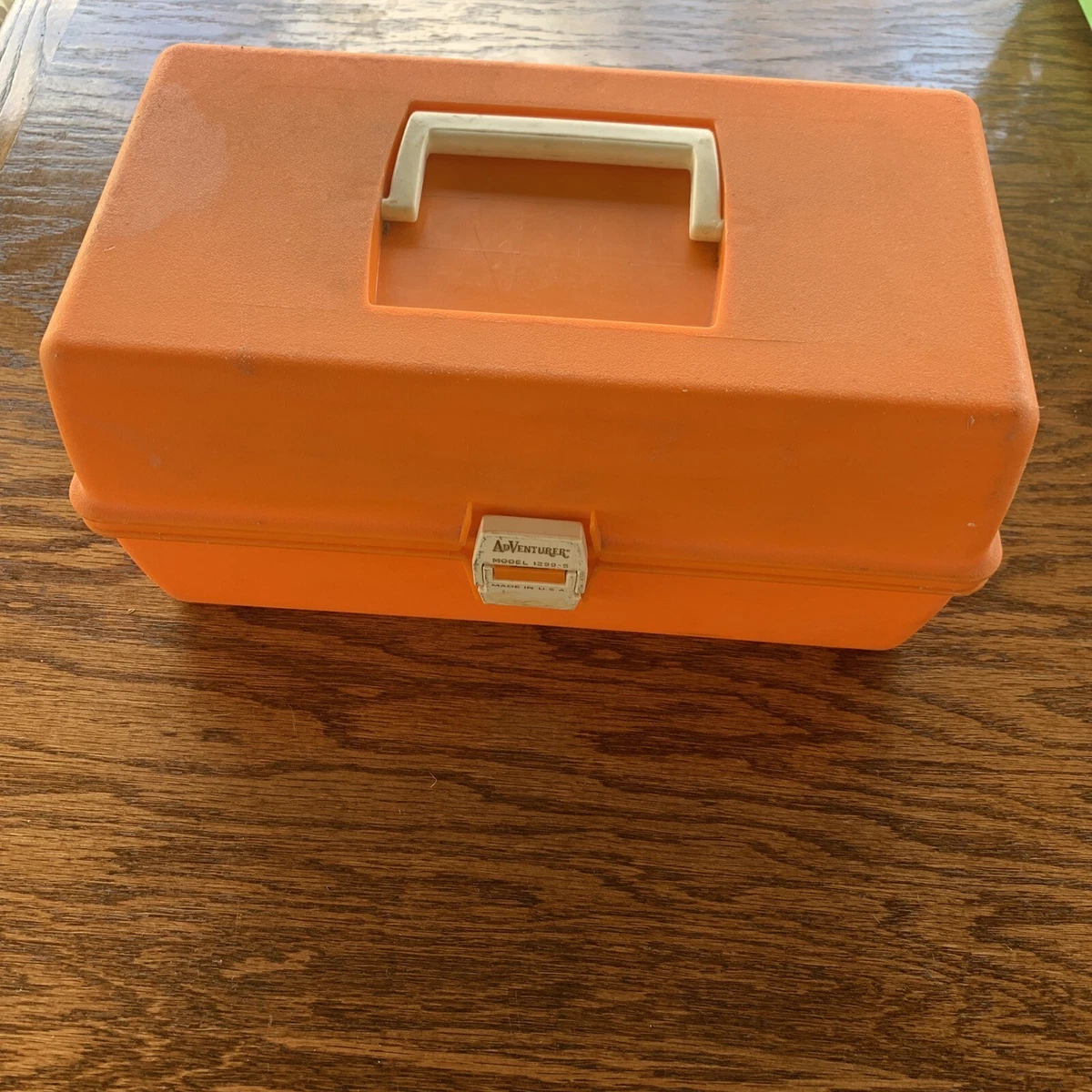 Vintage Orange Fishing Tackle Box Adventurer Model 1299-5 Made in USA