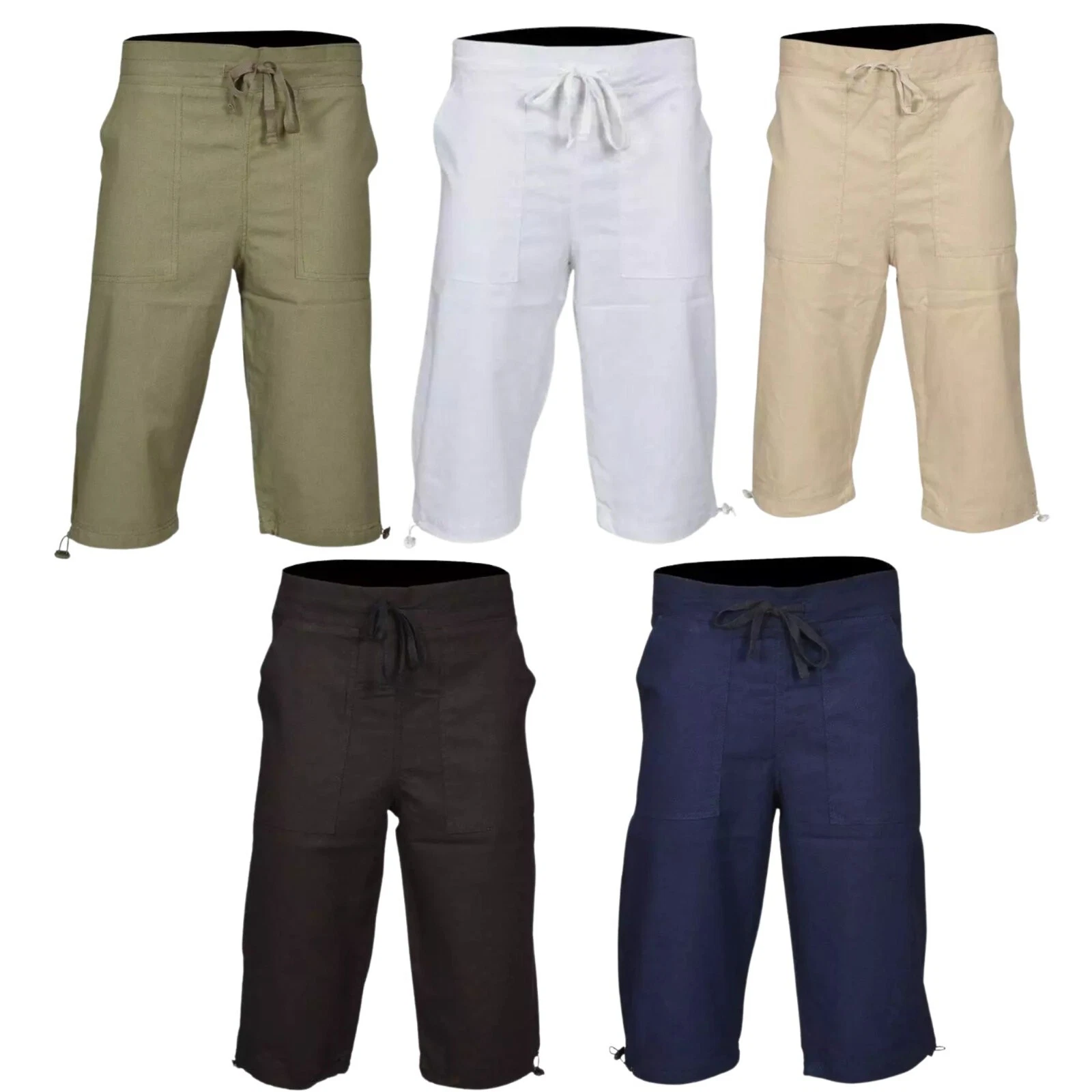 Mens 3/4 Length Cotton Shorts Casual Pants Summer Holiday Beach Bottom S M L XL