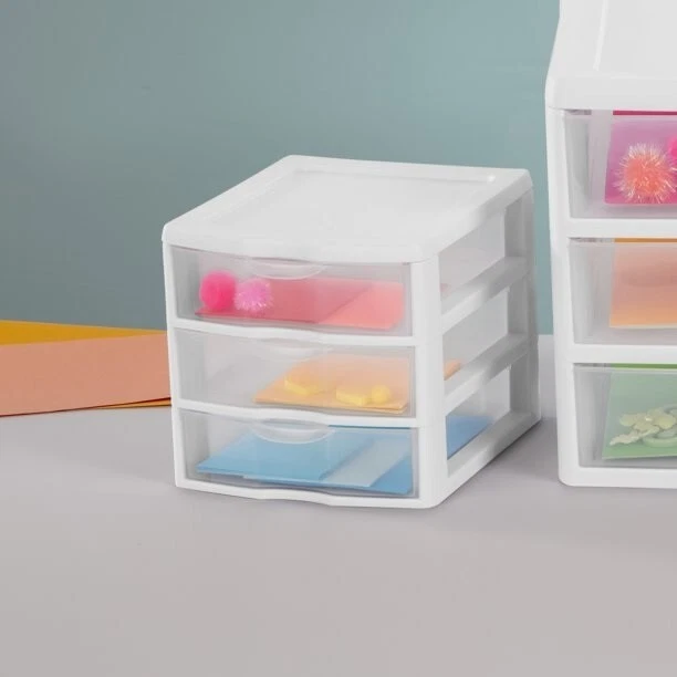 Sterilite Small 3 Drawer Desktop Unit, Plastic, Organizer, White - Image 4 of 4