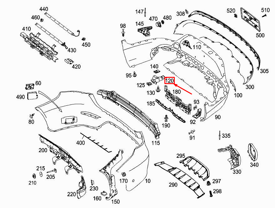 Support de pare-chocs arrière droit d'origine Mercedes-Benz GLC X253 A2538857401