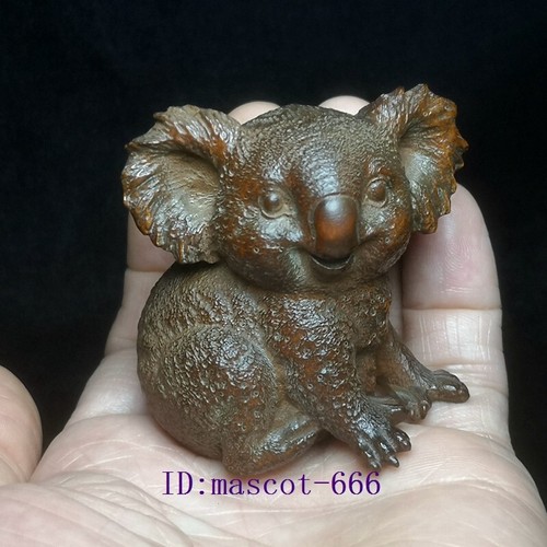 H 6 CM Old Chinese boxwood hand carved vivid koala Figure statue Gift collection - Picture 7 of 7