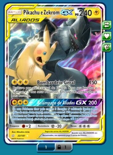 Pikachu & Zekrom-GX online digital card Pokémon TCG PTCGO - FAST