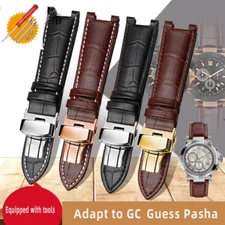 Cow Leather Watchband For GC Guess PASHA W3108/HPI004 Butterfly Buckle Strap