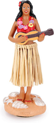 Hawaiian Hula Girl Dashboard Doll with Ukulele Bobbleheads for Car Dashboard Col