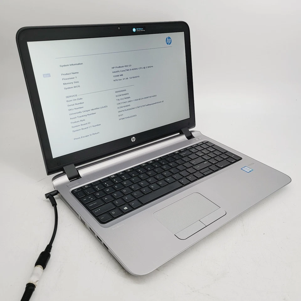 HP ProBook 450 G3 Core i5 6200U 2.3GHz 12GB RAM Sin HDD 15.6" - ***ARRANQUE EN BIOS Foto 2 de 4