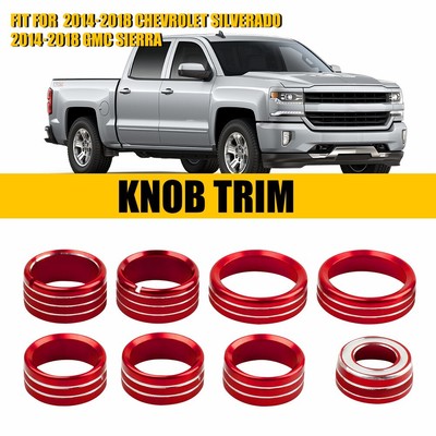 8X Center Control Switch Button Knob Ring Trim For 2014-2018 Chevy Silverado EAW
