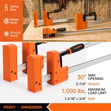 Jorgensen 2PCS 30" 90  Parallel Clamp Cabinet Master Bar Clamp Set 1500 lbs load