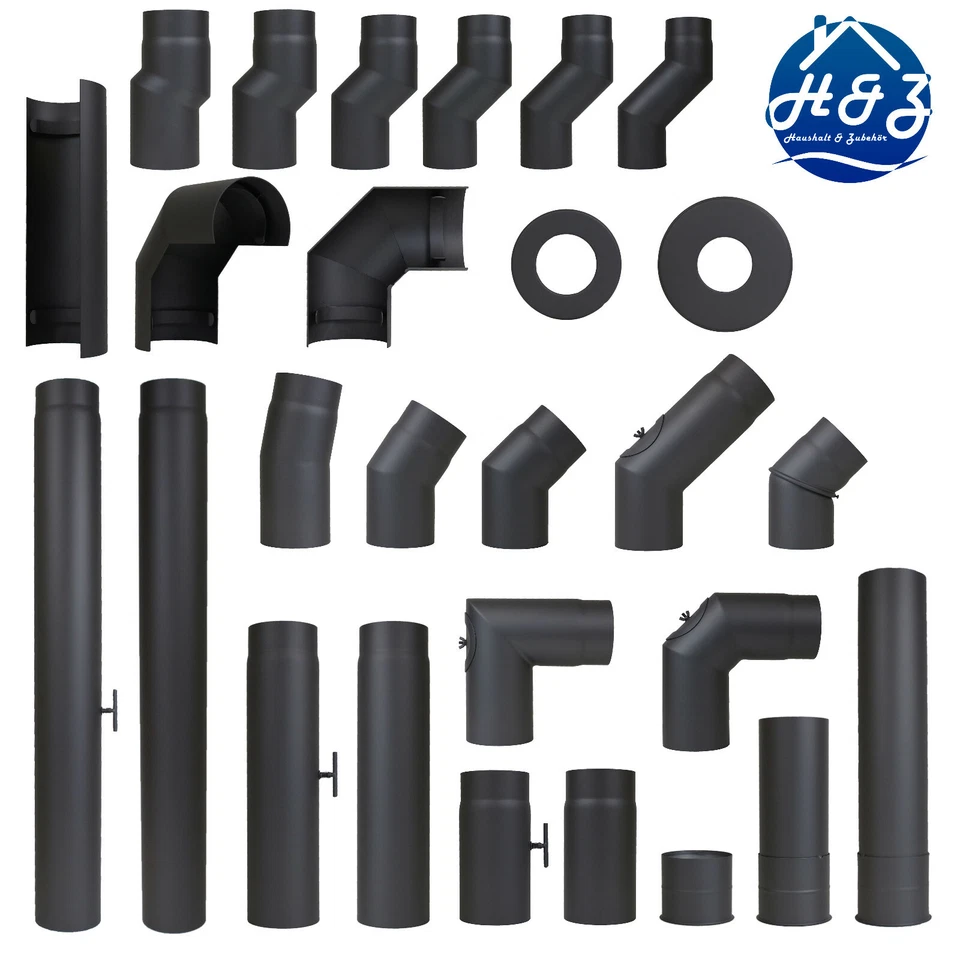 LANZZAS Tubo de humos tubo de horno Ø 120 mm extensión extensión arco de desplazamiento tubo de chimenea