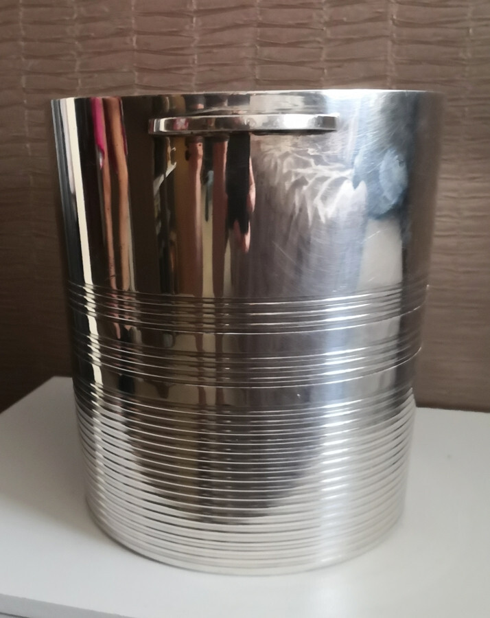 OLD ART DECO CHAMPAGNE BUCKET in SILVER METAL hallmarks ERCUIS