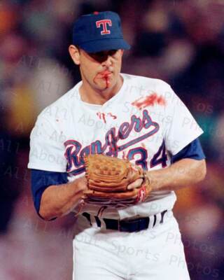 Nolan Ryan Gets Bloody Bo Jackson Line Drive Photo Print Poster