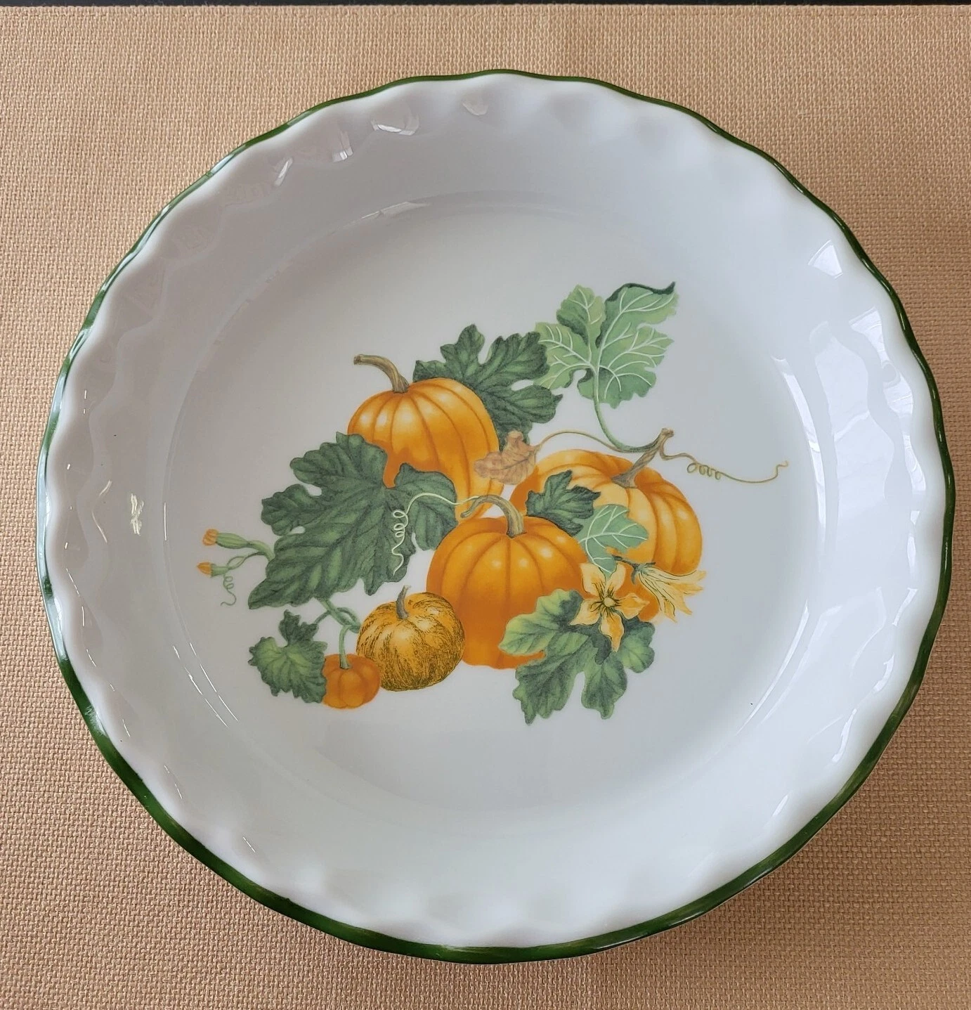 VTG APILCO PIE QUICHE DISH 9.5” PORCELAIN PUMPKIN PATCH FALL DECOR FRANC 🇫🇷
