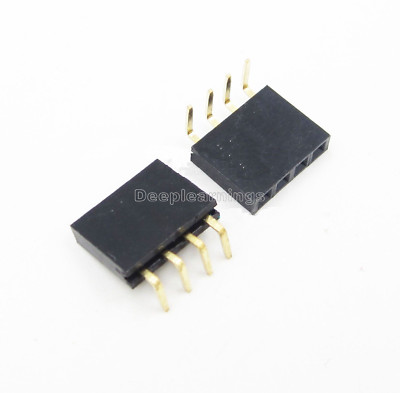 20PCS 2.54mm Pitch 1x4Pin Header Right Single Angle Female Row Socket Connector