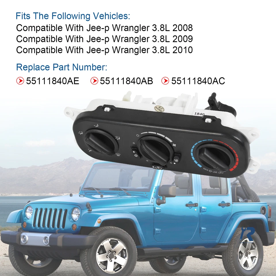 Módulo de unidade de controle de aquecedor AC compatível com Jeep Wrangler V6 3.8L 07-10 55111840AE - Imagem 2 de 4
