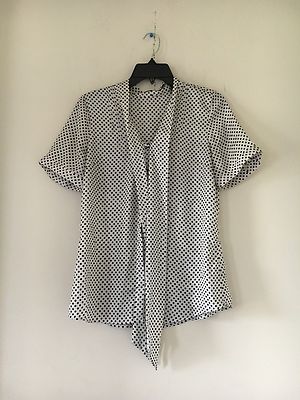 The Limited Size S Ivory Black Polka Dot Tie Neck Women Stylish Blouse Top