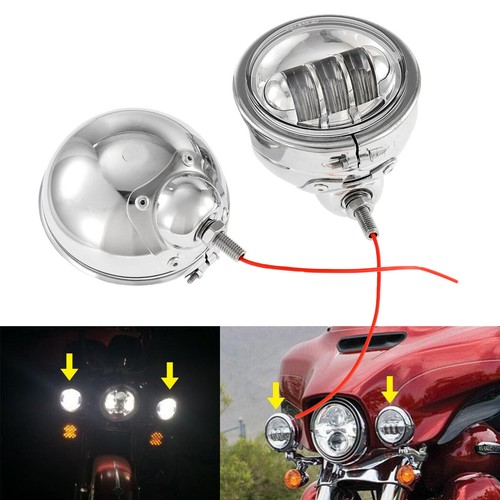 4.5 inch Chrome LED Spot Fog Passing Lights Fit For Harley Road King 1994-2023 - Picture 3 of 10