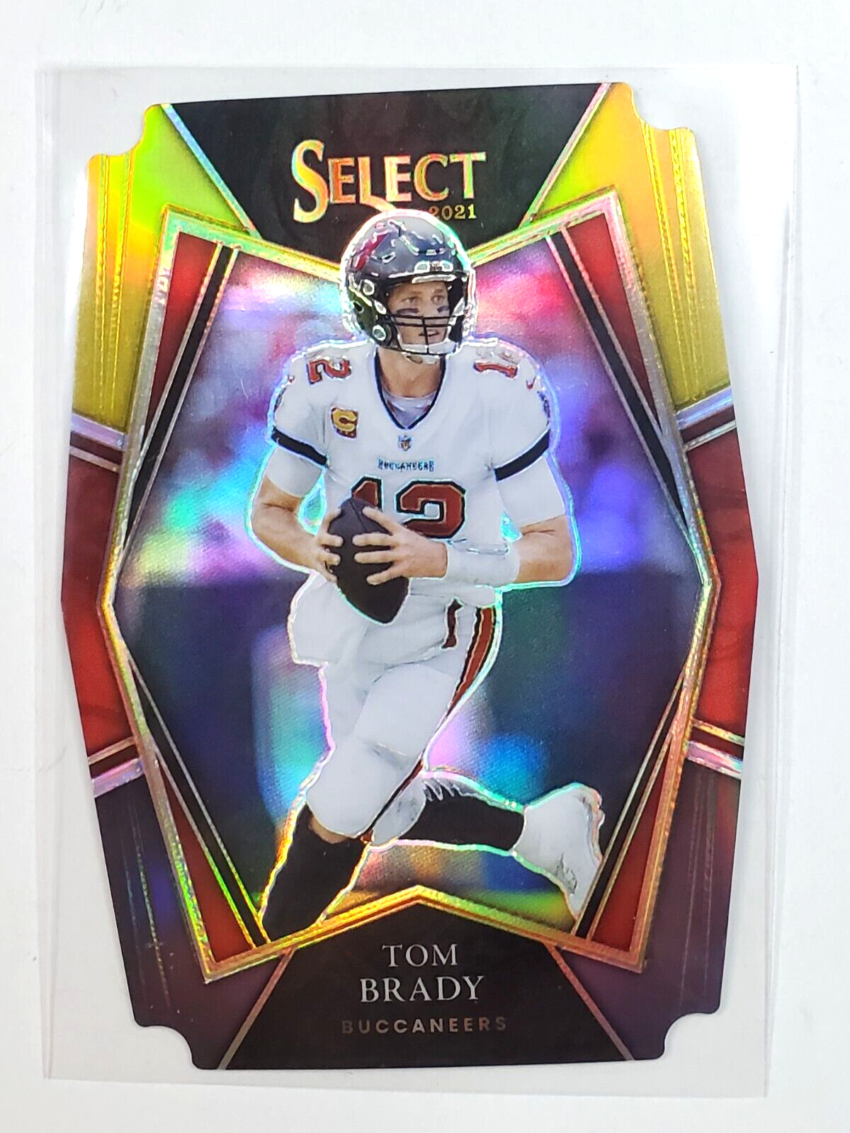 Tom Brady 2021 Select Premier Level Red Yellow Prizm Die Cut 101 card Buccaneers
