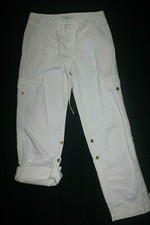 EXPRESS WHITE ROLL-UP CASUAL 100% COTTON PANTS WOMEN SZ 4