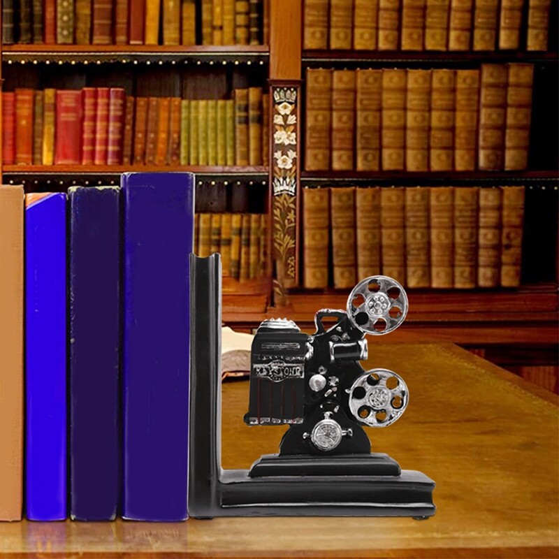 Retro Camera Bookend Movie Film Projector Black Silver Collector's