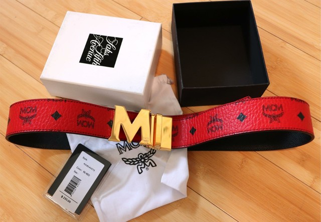 mcm belt black and gold